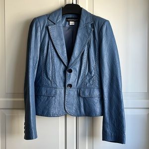 Vintage Y2K Bianca Nygard blue crinkle leather blazer US8